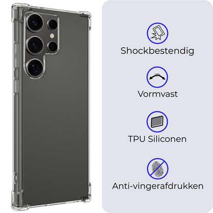 Samsung S24 Ultra Hoesje Shockproof Backcover Siliconen - Transparant
