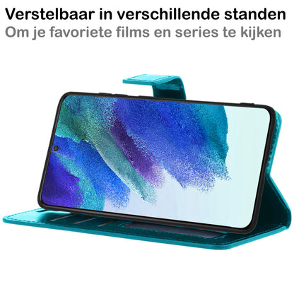 Samsung S21 FE Hoesje Bookcase Cover met Kaarthouder - Turquoise
