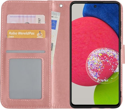 Samsung A52s Hoesje Bookcase Cover met Kaarthouder - Rosé goud