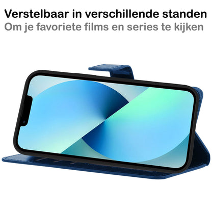 iPhone 14 Hoesje Bookcase Cover met Kaarthouder - Donkerblauw