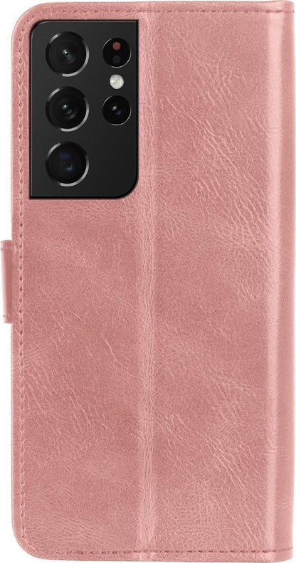Samsung S21 Ultra Hoesje Bookcase Cover met Kaarthouder - Rosé goud