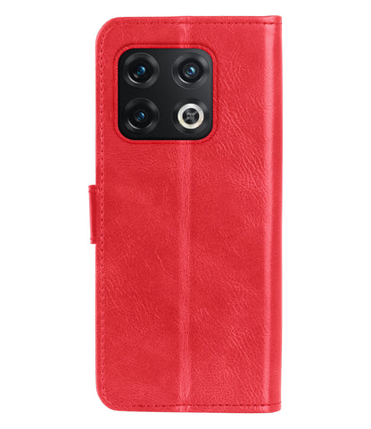 OnePlus 10 Pro Hoesje Bookcase Cover met Kaarthouder - Rood