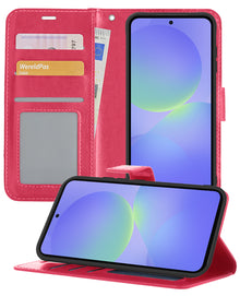 Samsung A36 Hoesje Bookcase Cover met Kaarthouder - Donkerroze