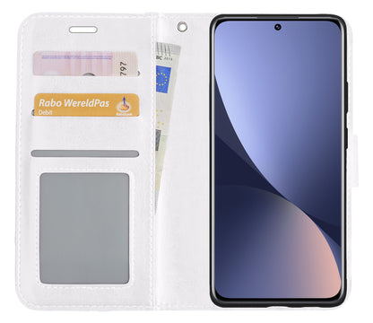 Xiaomi 12 Hoesje Bookcase Cover met Kaarthouder - Wit