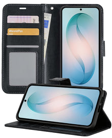 Samsung S26 Hoesje Bookcase Cover met Kaarthouder - Zwart