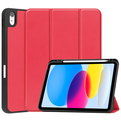 iPad 2022 / 2025 (A16 ) Trifold Bookcase Hoes met Penhouder voor Apple Pen - Rood