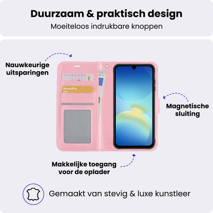 Samsung A26 Hoesje Bookcase Cover met Kaarthouder - Lichtroze