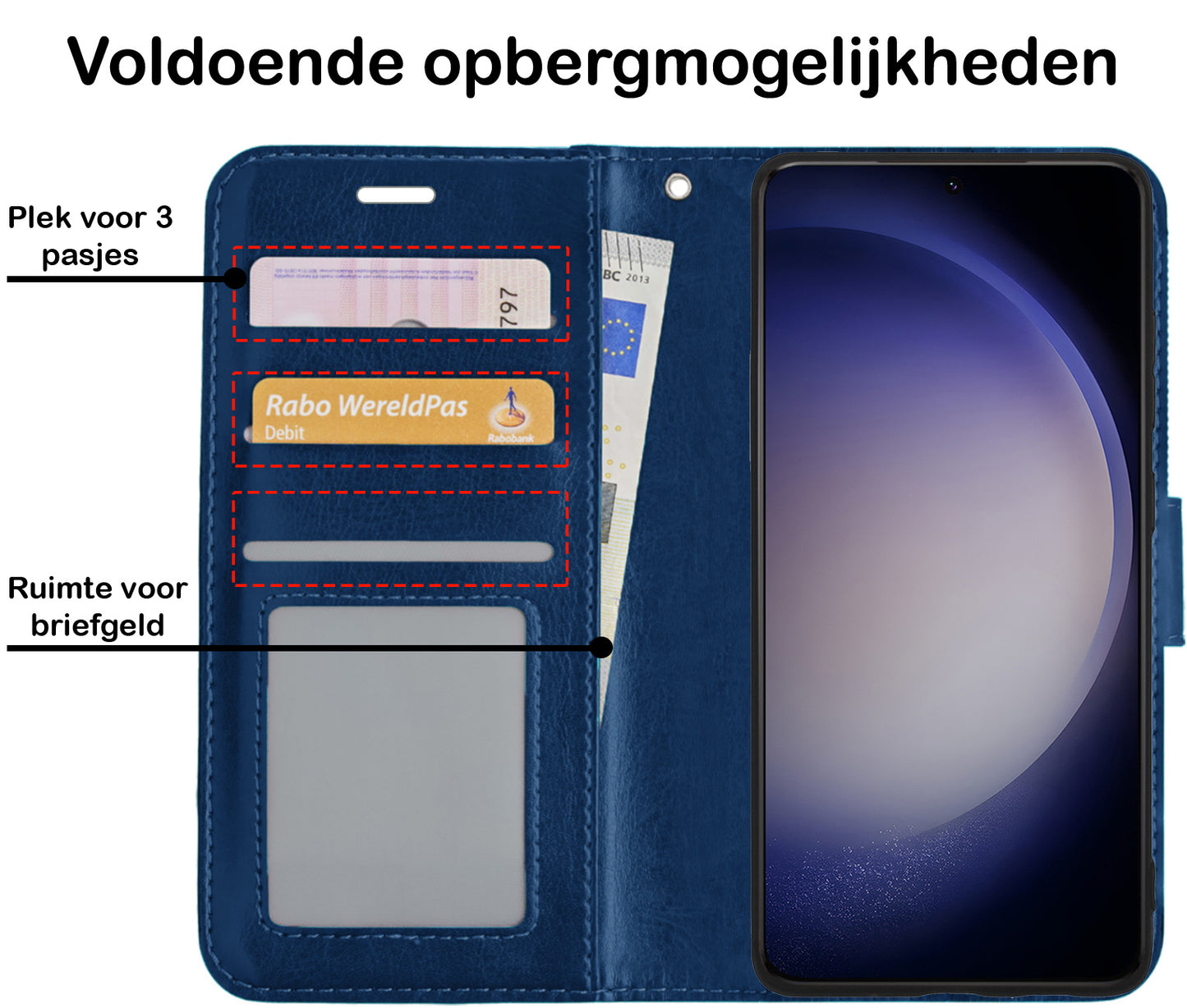 Samsung S23 Ultra Hoesje Book Case Kunstleer - Donkerblauw