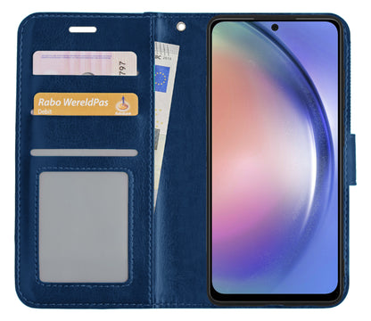 Samsung A54 Hoesje Bookcase Cover met Kaarthouder - Donkerblauw