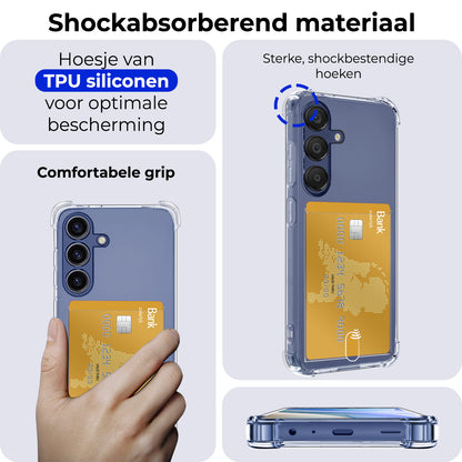 Samsung A15 Hoesje met Pasjeshouder Siliconen - Transparant