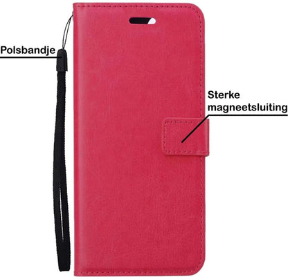 Samsung A72 5G Hoesje Bookcase Cover met Kaarthouder - Donkerroze