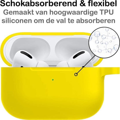 Airpods Pro Hoesje Siliconen met Clip - Geel