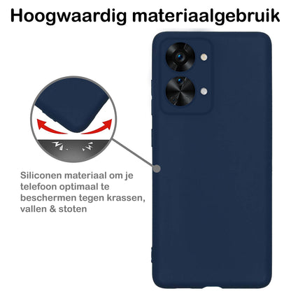 OnePlus Nord 2T Hoesje Siliconen Backcover Lichtgewicht - Donkerblauw