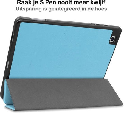 Samsung Galaxy Tab S6 Lite Trifold Bookcase Hoes met Penhouder voor S Pen - Lichtblauw