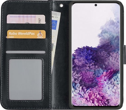 Samsung S20 Hoesje Bookcase Cover met Kaarthouder - Zwart