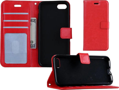 iPhone 7 Hoesje Bookcase Cover met Kaarthouder - Rood