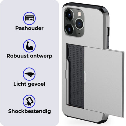 iPhone 11 Pro Hoesje Kaarthouder Hard Case Shockproof - Grijs