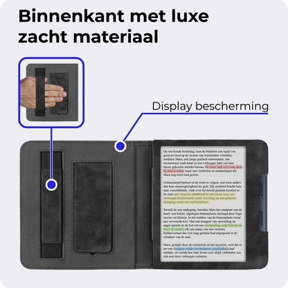 Kobo Libra Colour Leren Bookcase Hoes - Zwart