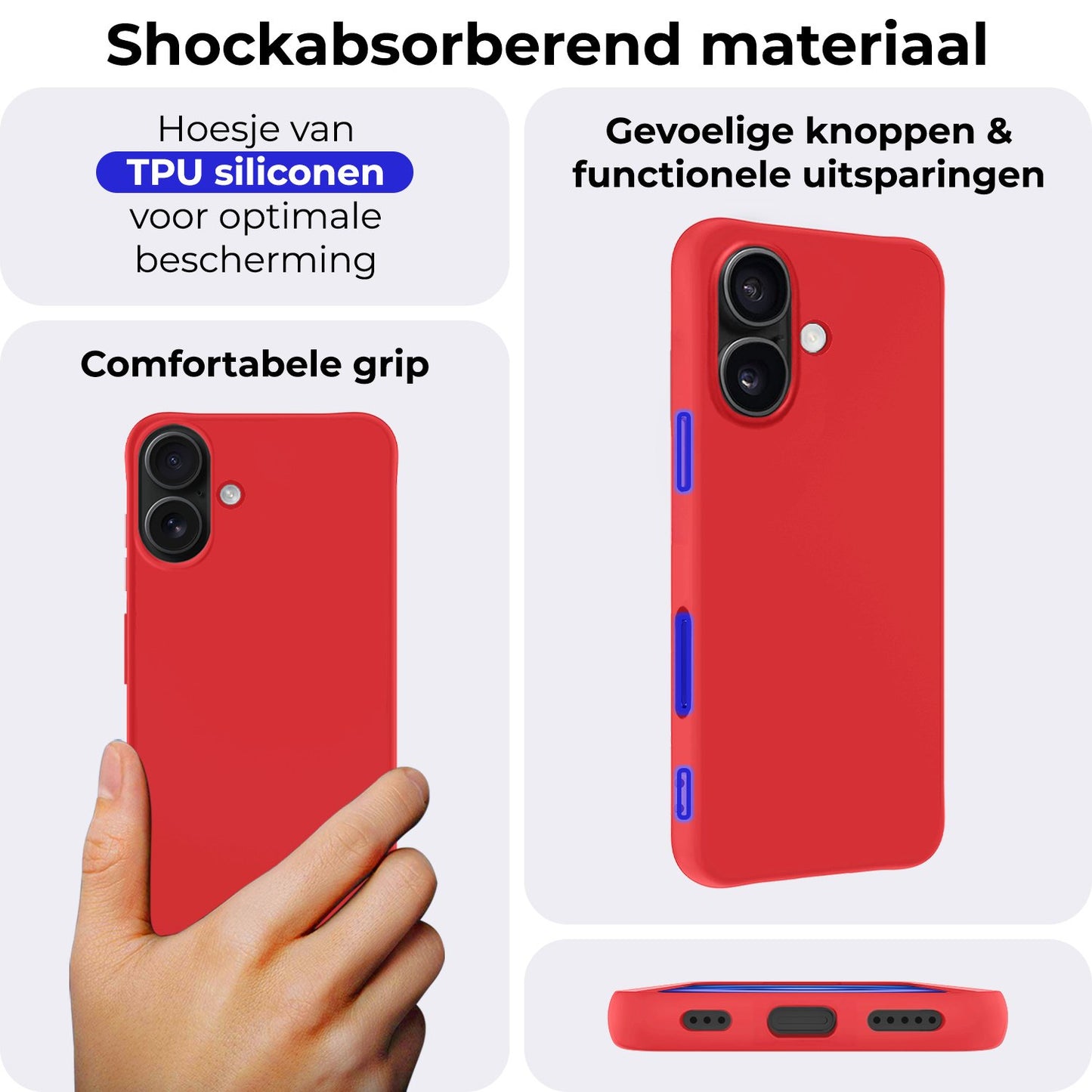 iPhone 16 Plus Hoesje Siliconen - Rood