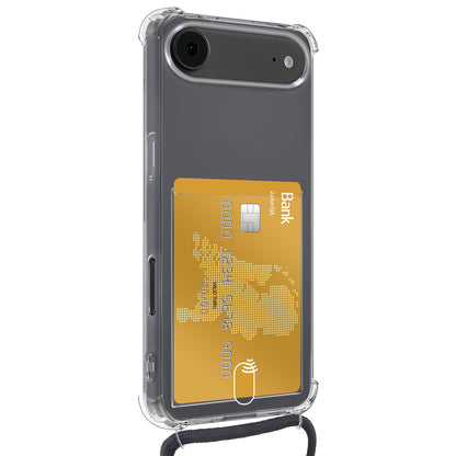 iPhone Air Hoesje Kaarthouder met Koord Backcover Shockproof - Transparant