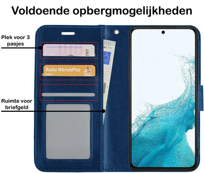 Samsung S22 Ultra Hoesje Book Case Kunstleer - Donkerblauw