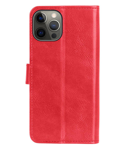iPhone 14 Pro Hoesje Bookcase Cover met Kaarthouder - Rood