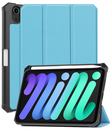 iPad Mini 7 Trifold Bookcase Hoes met Penhouder voor Apple Pen - Lichtblauw