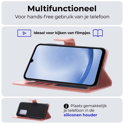 Samsung A25 Hoesje Bookcase Cover met Kaarthouder - Rosé goud