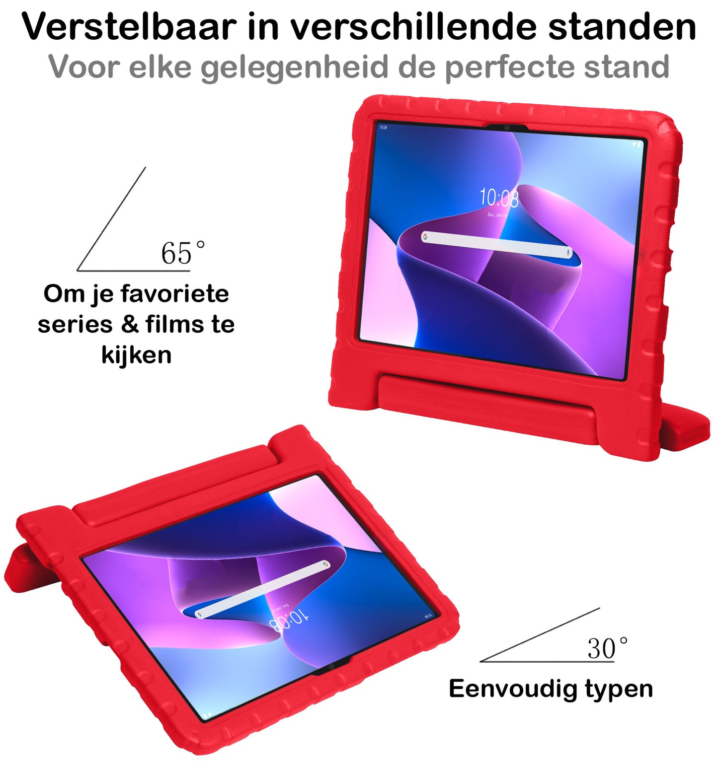 Lenovo Tab M10 Plus 3rd Gen Hoesje Kids Cover Bumper - Rood