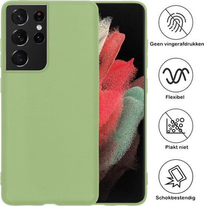 Samsung S21 Ultra Hoesje Siliconen Backcover Lichtgewicht - Groen
