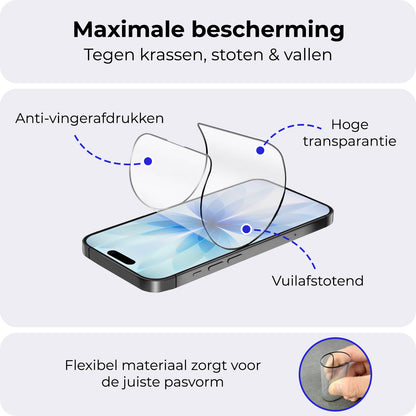 iPhone 17 Screenprotector Flexibel Glas met Installatieframe