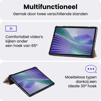 Lenovo Tab 10.1 Trifold Bookcase Hoes - Rosé goud