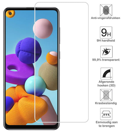 Samsung A21s Screenprotector Full Cover Tempered Glass