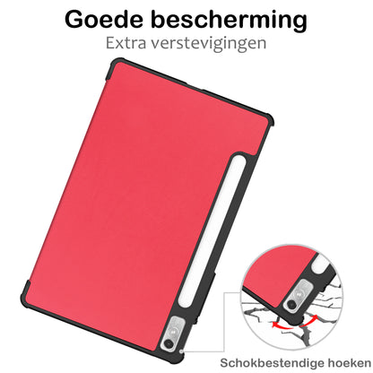 Lenovo Tab P11 Pro Trifold Bookcase Hoes met Penhouder Lenovo Pen - Rood