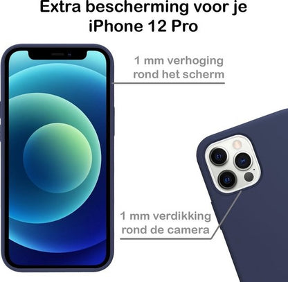 iPhone 12 Pro Hoesje Siliconen Backcover Lichtgewicht - Donkerblauw