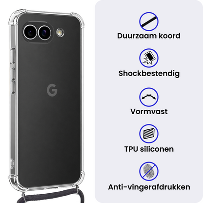 Google Pixel 9a Hoesje met Koord Backcover Shockproof - Transparant