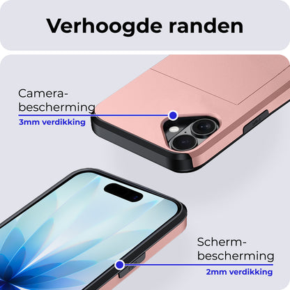 iPhone 17 Hoesje Kaarthouder Hard Case Shockproof - Rosé goud