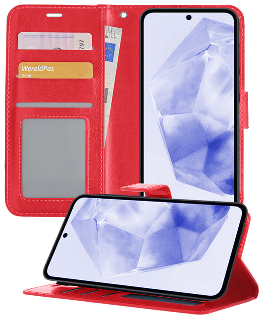 Samsung A35 Hoesje Book Case Kunstleer - Rood