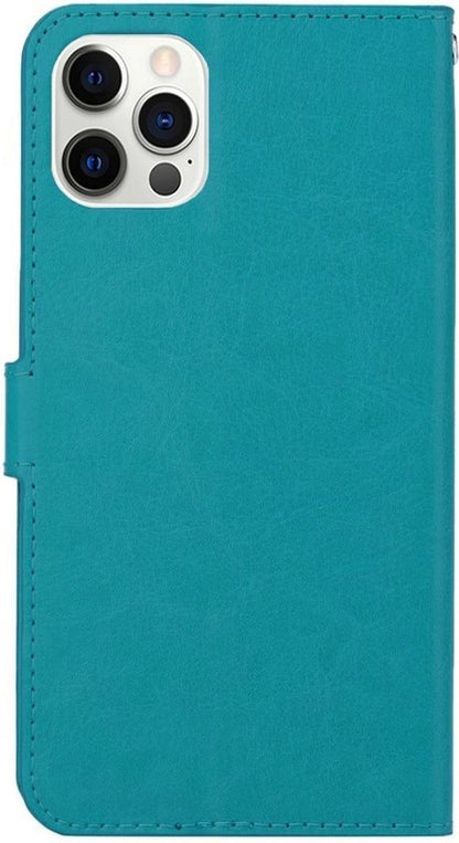 iPhone 12 Pro Max Hoesje Bookcase Cover met Kaarthouder - Turquoise