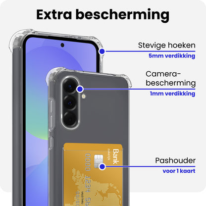 Samsung A36 Hoesje Kaarthouder Backcover Shockproof - Transparant