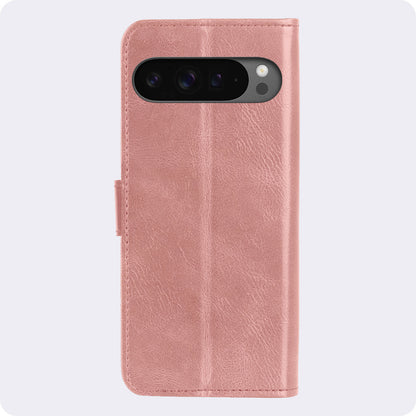 Google Pixel 9 Pro Hoesje Bookcase Cover met Kaarthouder - Rosé goud