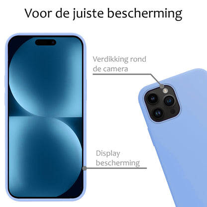 iPhone 15 Pro Hoesje Siliconen Backcover Lichtgewicht - Lichtblauw