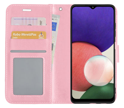 Samsung M22 Hoesje Bookcase Cover met Kaarthouder - Lichtroze