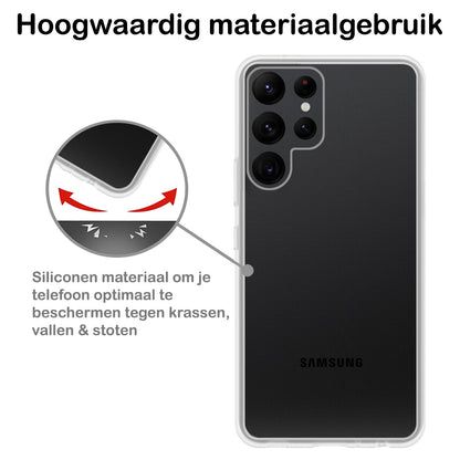 Samsung S22 Ultra Hoesje Siliconen Backcover Lichtgewicht - Transparant