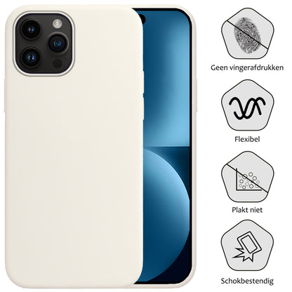 iPhone 15 Pro Hoesje Siliconen Backcover Lichtgewicht - Wit