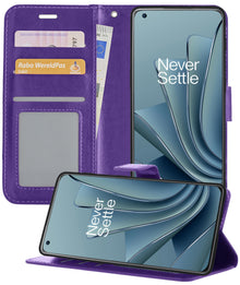 OnePlus 10 Pro Hoesje Bookcase Cover met Kaarthouder - Paars