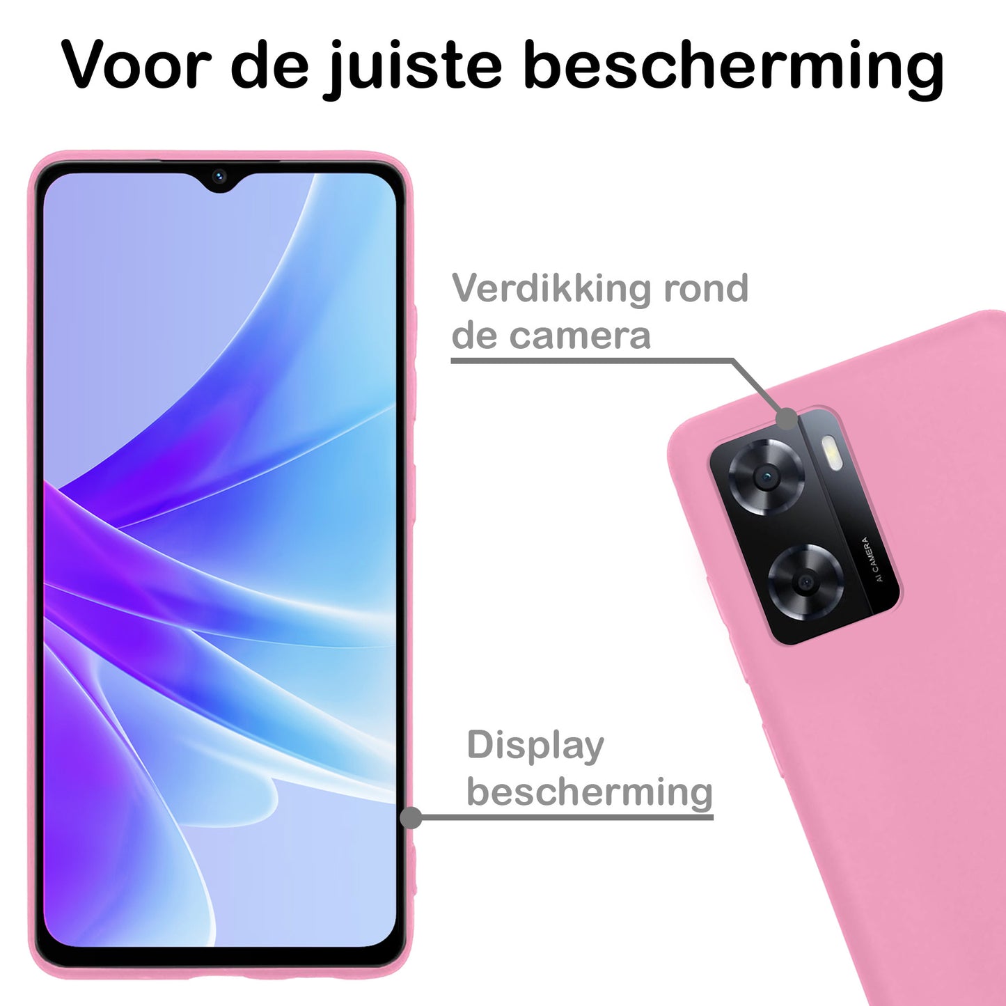 OPPO A57s Hoesje Siliconen - Lichtroze