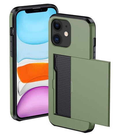 iPhone 11 Hard Case Met Pashouder - Donkergroen