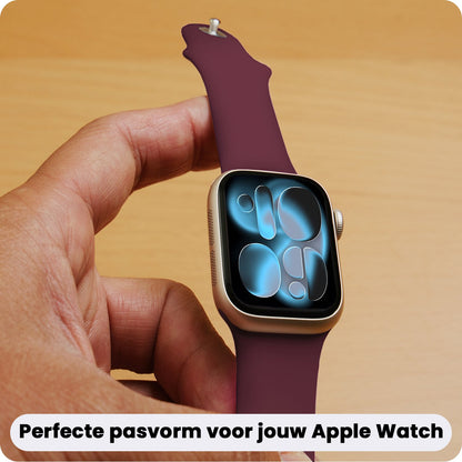Apple Watch 1, 2, 3, 4, 5, 6, 7, 8, 9, 10, 11, SE - 42/44/45/46 mm Bandje Siliconen met verstelbare polsband - Donkerrood