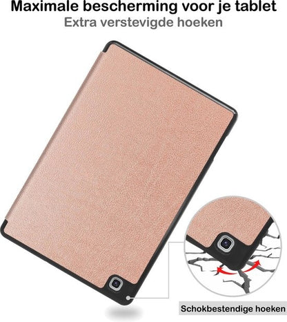 Samsung Galaxy Tab S6 Lite Trifold Bookcase Hoes met Penhouder voor S Pen - Rosé goud